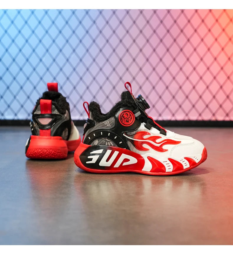 New autumn/winter 2025 children's basketball shoes with waterproof leather surface and training sports shoes for boys and girls