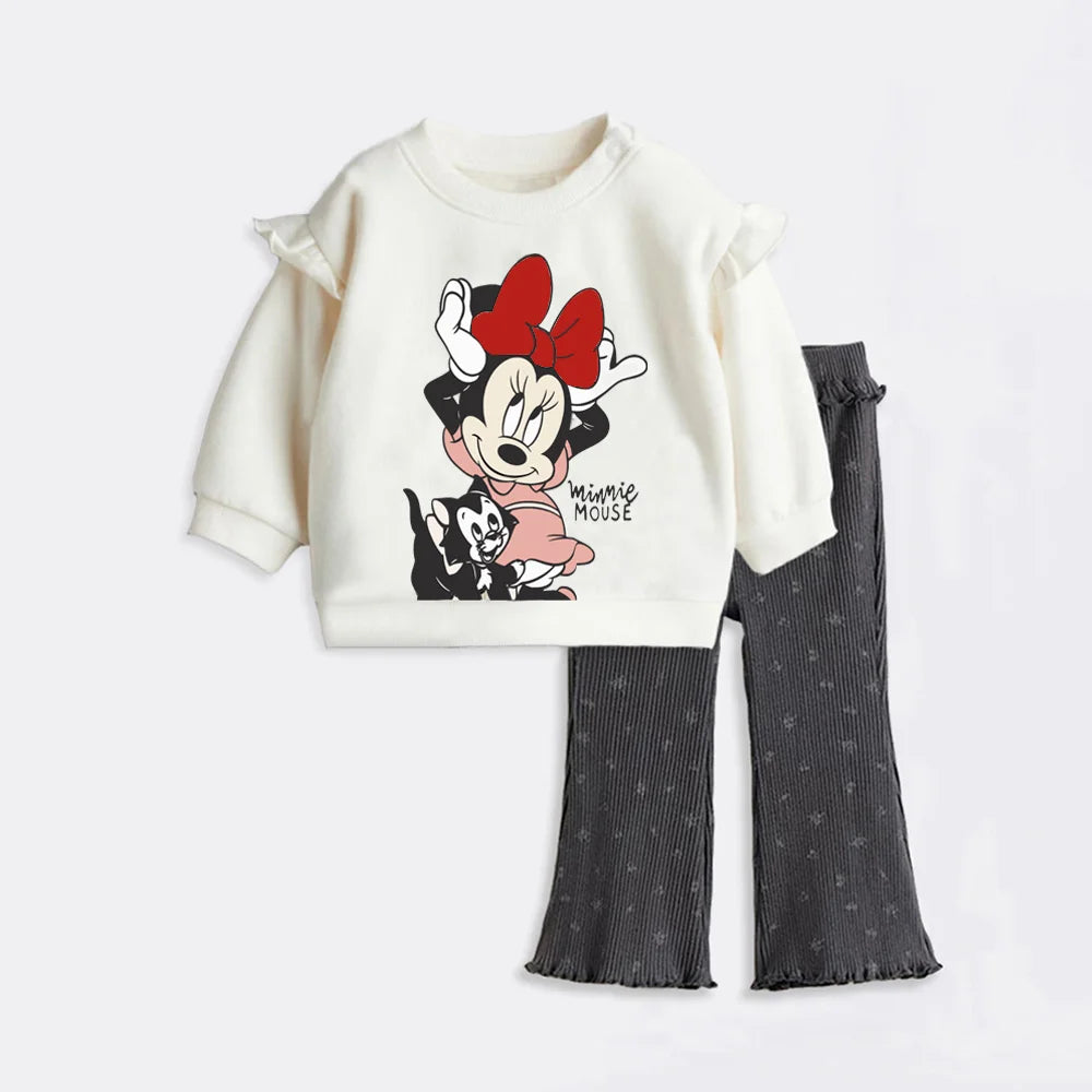 Cute Kids Girl Clothes Outfits Cartoon Printed Long Sleeve Sweatshirt + Leggings Cotton Toddler Girl Clothing for Spring Autumn
