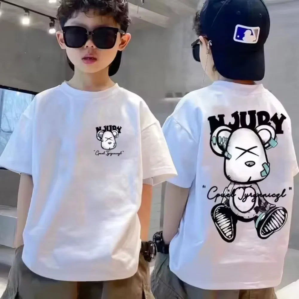 100% Cotton Kids T-shirt Summer Streetwear Cool Graffiti Print Boys Girls Short Sleeve Children Tops High Quality