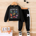 Boys' Sports Style Set Round Neck Dinosaur Printed Long Sleeve+Long Pants 2-piece Set 1-5 Year Old Boys' Spring and Autumn Set