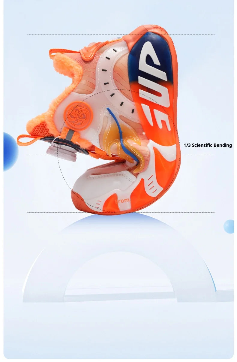 New autumn/winter 2025 children's basketball shoes with waterproof leather surface and training sports shoes for boys and girls