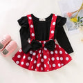 Girls' Dress Adorable Polka Dot Bow Long-Sleeve Baby Girl Dress Sweet Princess Birthday Party Baby Dress Baby Girl Clothing