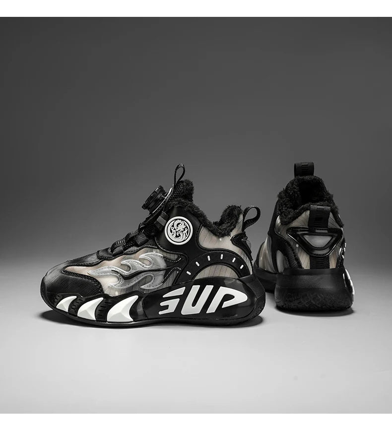 New autumn/winter 2025 children's basketball shoes with waterproof leather surface and training sports shoes for boys and girls