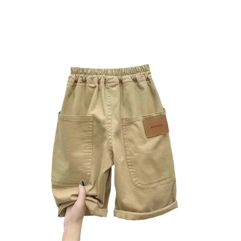 UNITIM Summer 3-14Y Kids Boy Shorts Sticker Pockets Children Boys Half-length Pant Loose Casual Elastic Waist Junior Boys Shorts