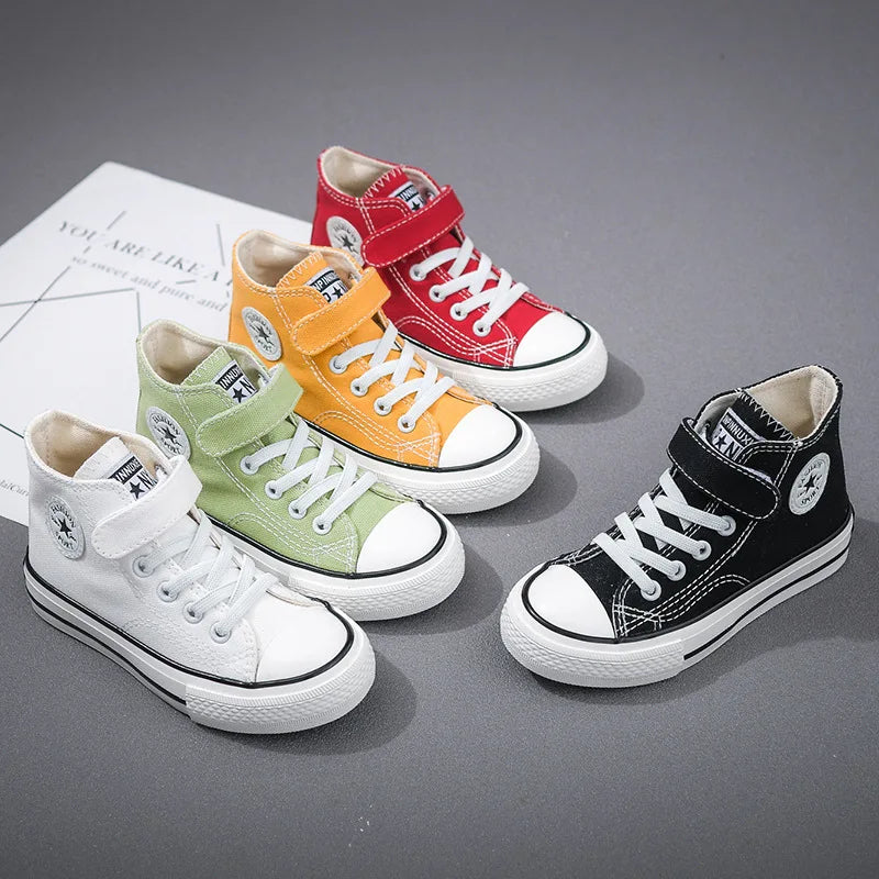 Canvas Shoes Student Casual New Children Hook and Loop Slip on Flat Board Shoes Kids Soft Bottom Non Slip Breathable Sneakers