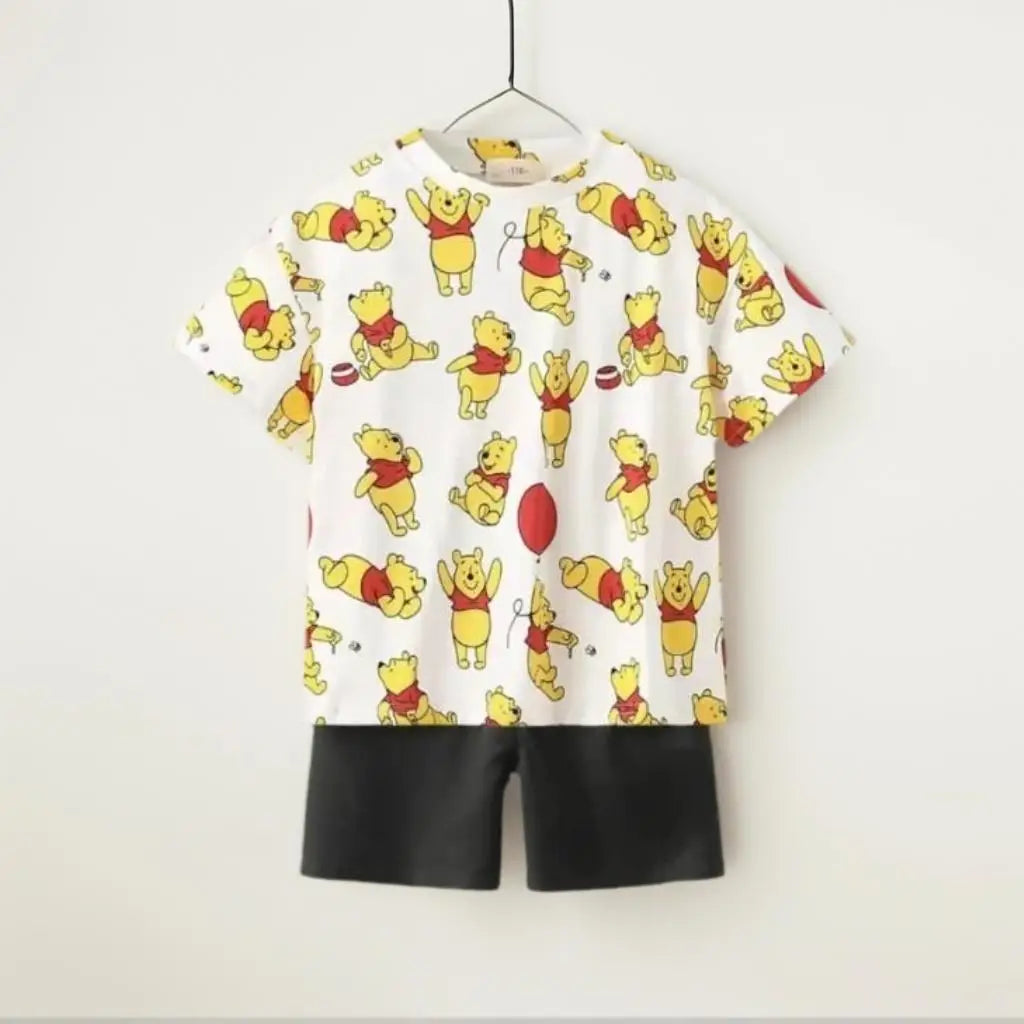 Children's All Over Print Casual Sets Lion King Winnie The Pooh Mickey Print Kids Loose Two Piece Sets Summer New Boys And Girls