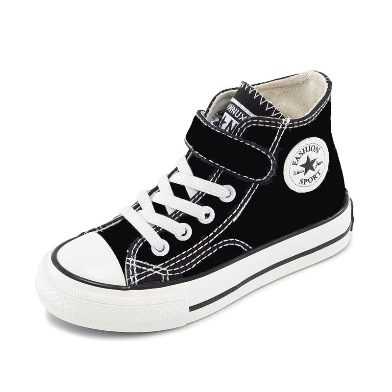 Canvas Shoes Student Casual New Children Hook and Loop Slip on Flat Board Shoes Kids Soft Bottom Non Slip Breathable Sneakers