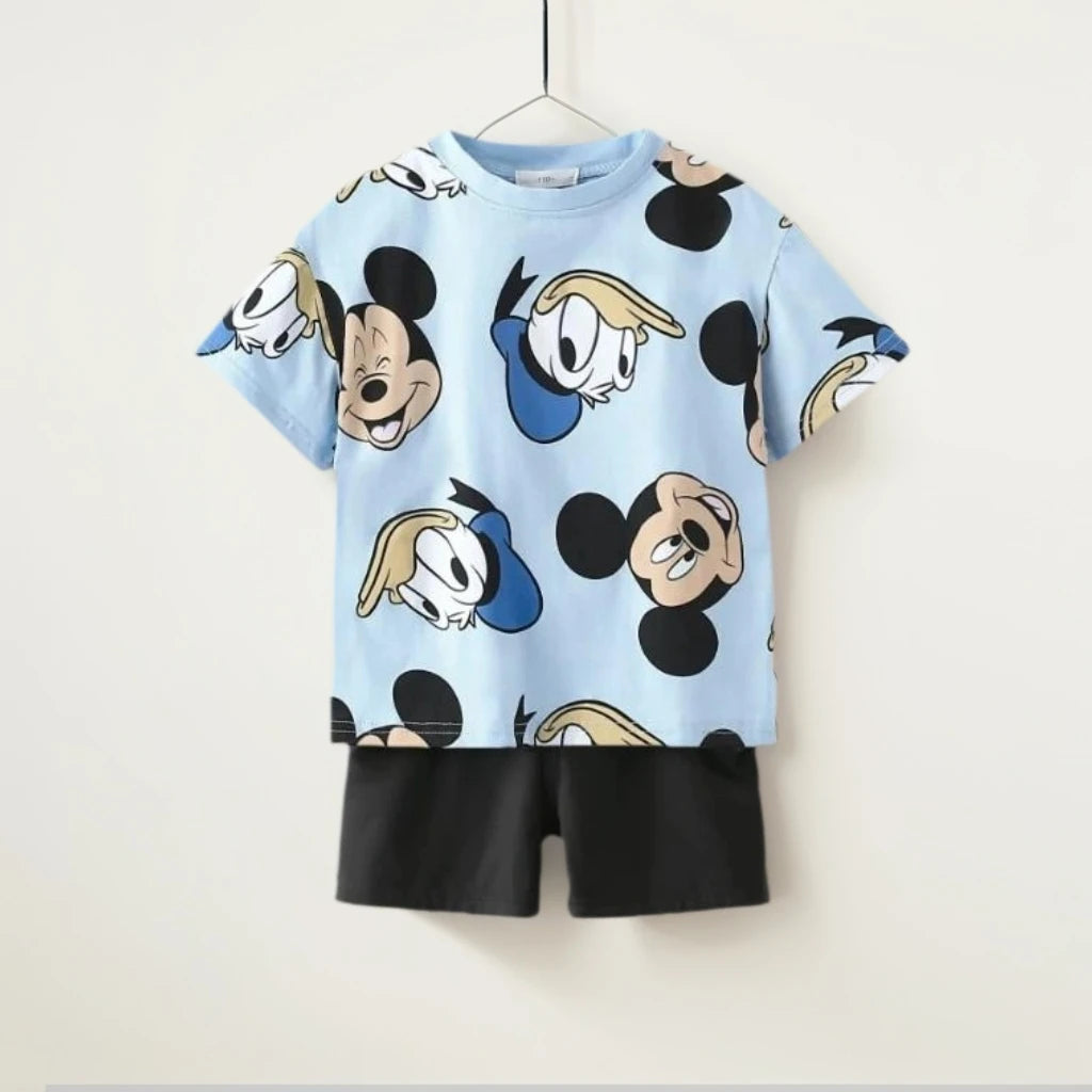 Children's All Over Print Casual Sets Lion King Winnie The Pooh Mickey Print Kids Loose Two Piece Sets Summer New Boys And Girls