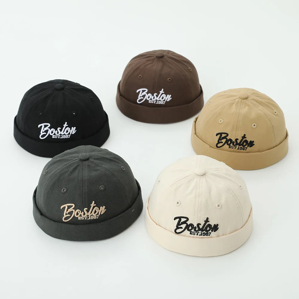Solid Color Baby Dome Melon Cap Letter Embroidery Kids Cotton Brimless Hat Casual Boys Girls Hip Hop Docker Caps