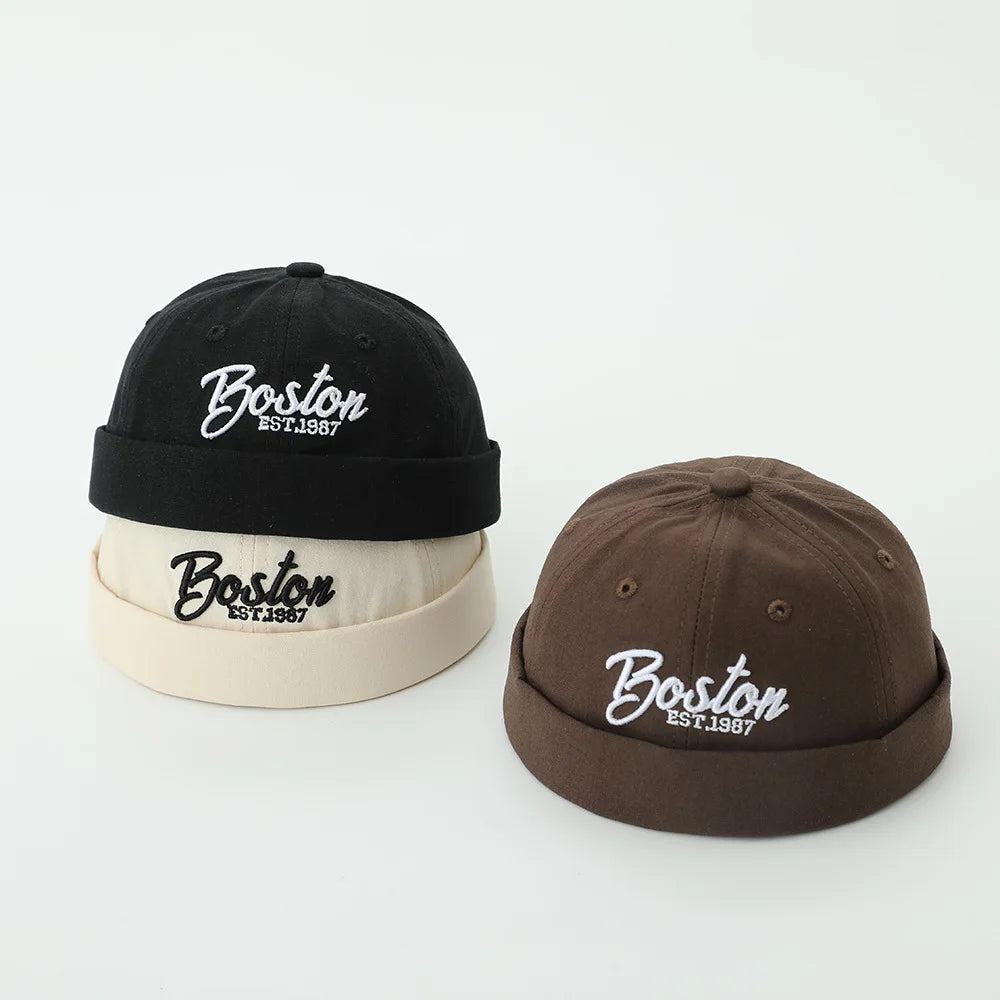Solid Color Baby Dome Melon Cap Letter Embroidery Kids Cotton Brimless Hat Casual Boys Girls Hip Hop Docker Caps