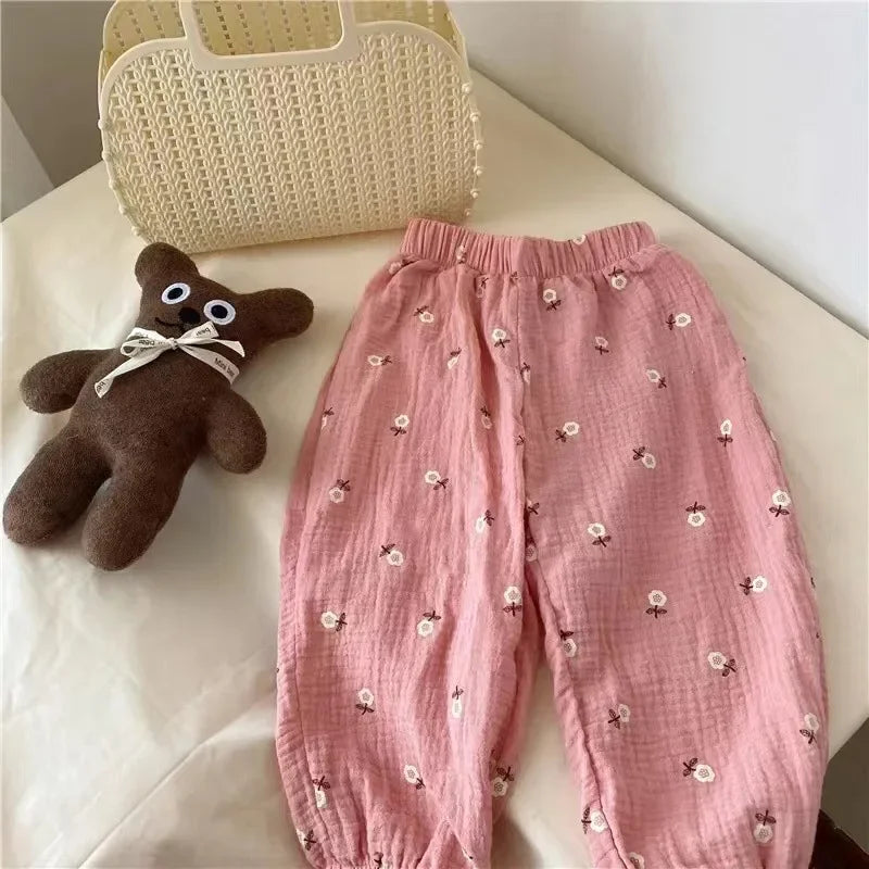 Kids Pants Boy Girl Summer Linen Pleated Trousers Children Ankle-length Pants for Baby Boys Pants Casual Harem kids clothes