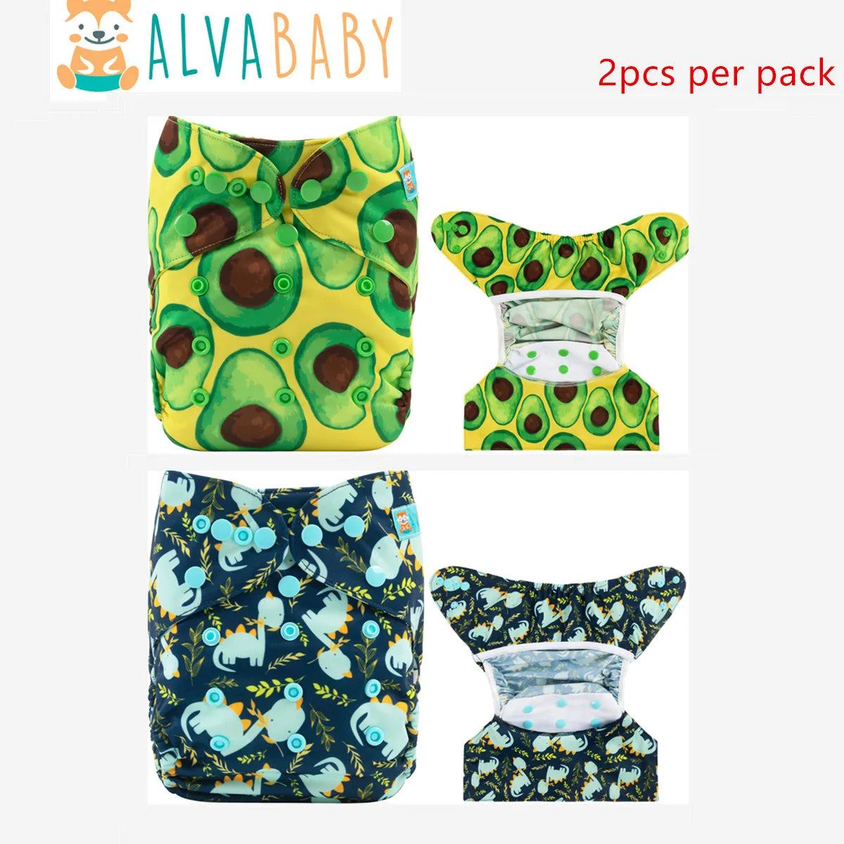 2pcs Eco-friendly Baby Cloth Diaper Cover Waterproof Cover Nappies Reusable Washable Adjustable Nappy Cover for Baby 3-15kg