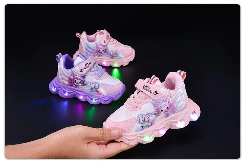 2026 Summer Sanrio Kuromi Child Casual Shoes New Style Led Light Sneakers   Kids Anti-Slip Running Shoes