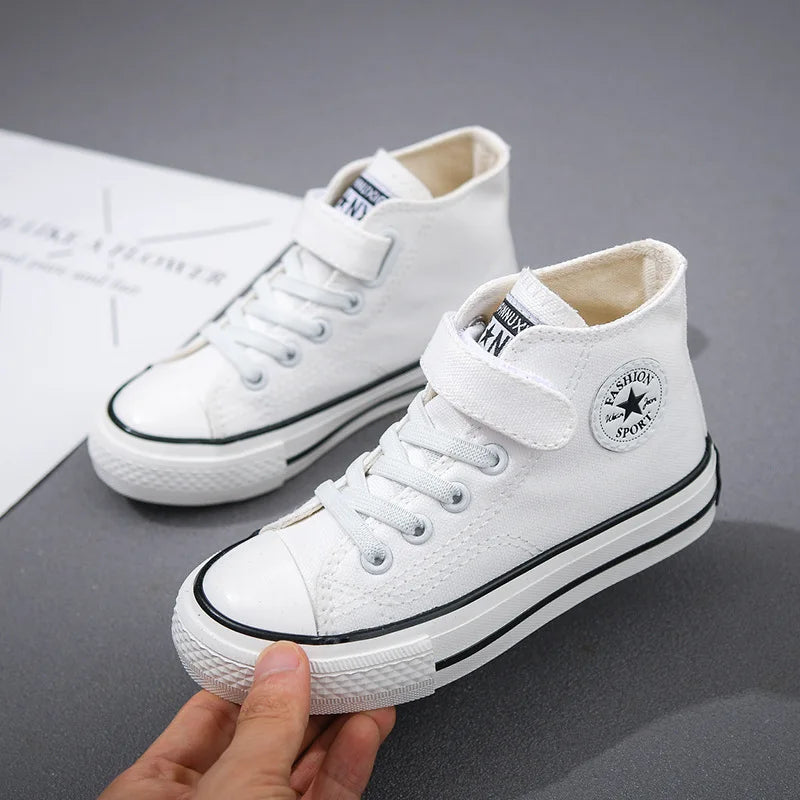 Canvas Shoes Student Casual New Children Hook and Loop Slip on Flat Board Shoes Kids Soft Bottom Non Slip Breathable Sneakers