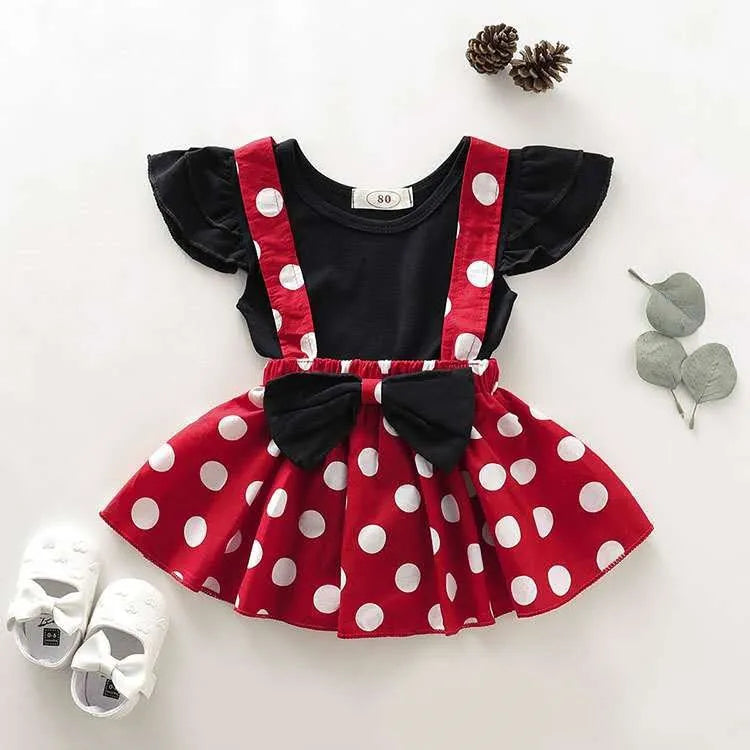 Girls' Dress Adorable Polka Dot Bow Long-Sleeve Baby Girl Dress Sweet Princess Birthday Party Baby Dress Baby Girl Clothing