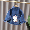 Spring Autumn Cartoon Hello Kitty Baby Girls Denim Jacket Coat Kids Outerwear 2-11 Years Old New Children's Clothing