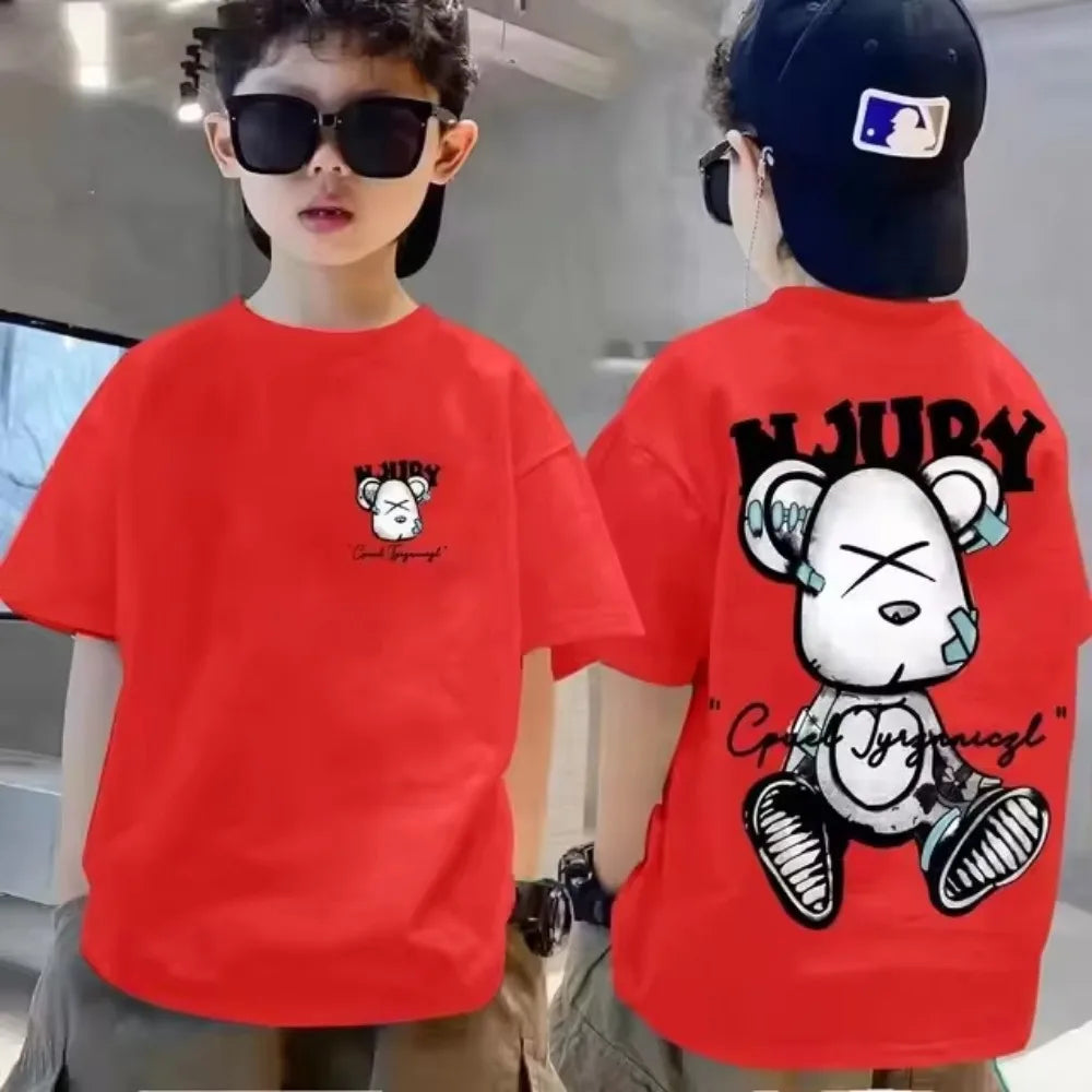 100% Cotton Kids T-shirt Summer Streetwear Cool Graffiti Print Boys Girls Short Sleeve Children Tops High Quality