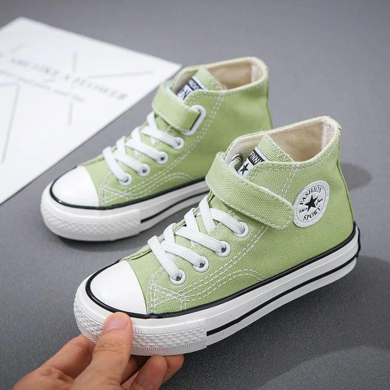 Canvas Shoes Student Casual New Children Hook and Loop Slip on Flat Board Shoes Kids Soft Bottom Non Slip Breathable Sneakers
