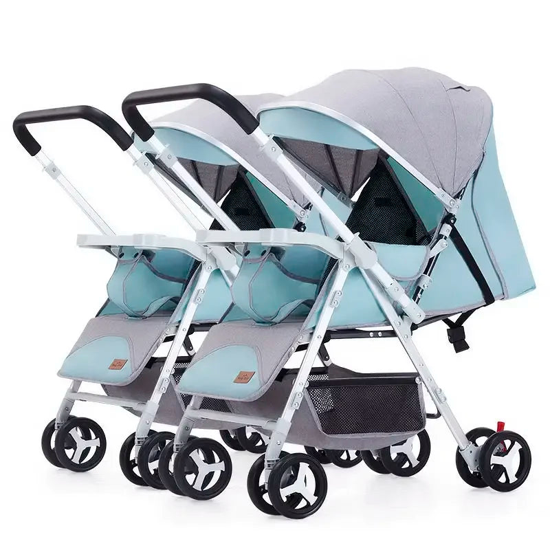 Portable Twin Baby Stroller Multifunctional Twin Baby Stroller Adjustable Backrest Detachable Two-way Baby Stroller Foldable