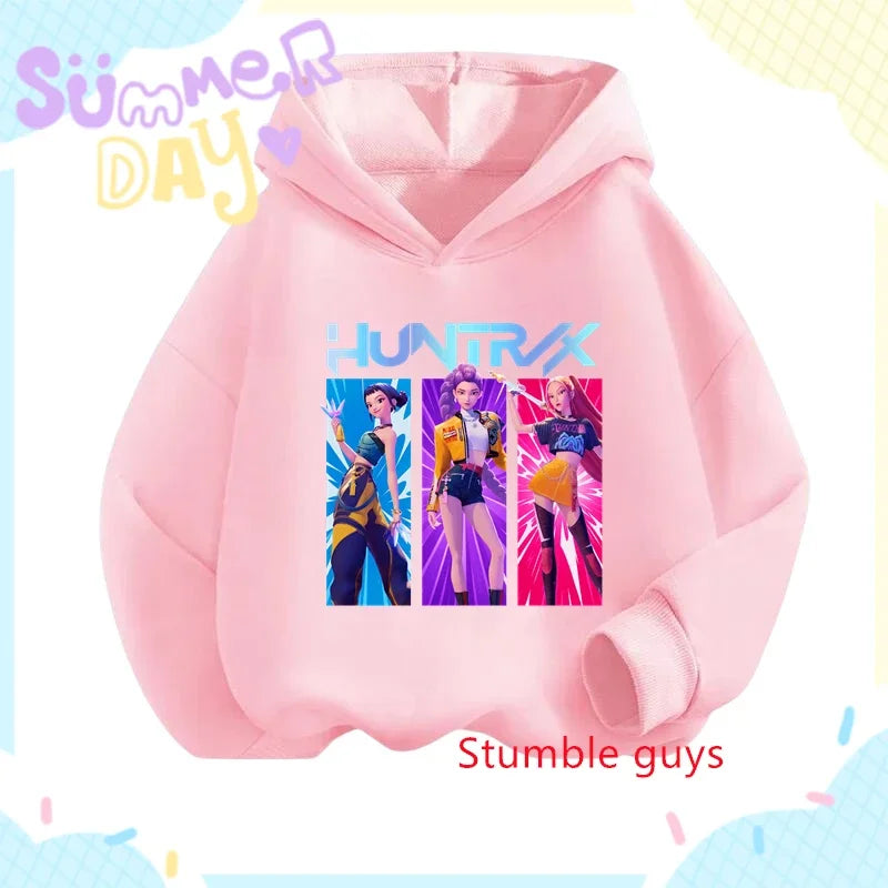 Kpop Demon Hunters Girls Hoodie Autumn Rumi Anime Soft Warm Daily Wear Sweet Print Boys Hooded Sweatshirt