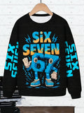 Kids 67 Six Seven Italian Brain Rot Math Joke Tops Y2k Game Saying Pullovers Clothes Graphic Y2k Children's Sweatshirt