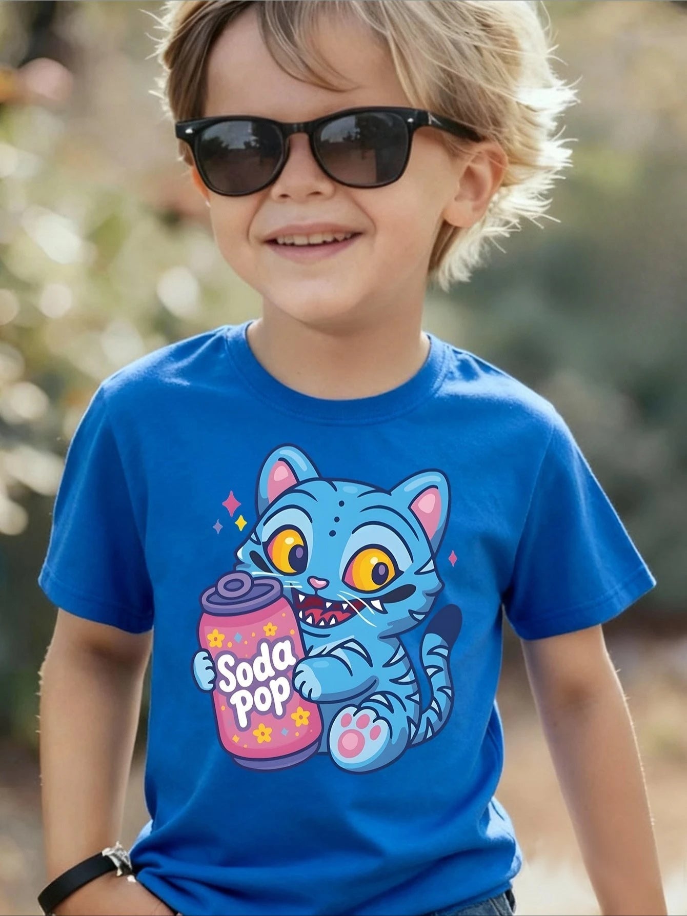 Boys' K-Pop Inspired Soda Pop Graphic T-Shirt Soft Breathable Comfortable Fabric Round Neck Short Sleeve T-Shirt Summer Tops