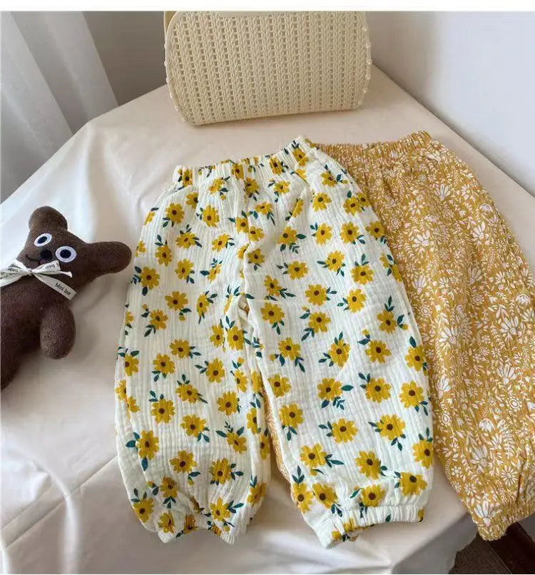 Kids Pants Boy Girl Summer Linen Pleated Trousers Children Ankle-length Pants for Baby Boys Pants Casual Harem kids clothes