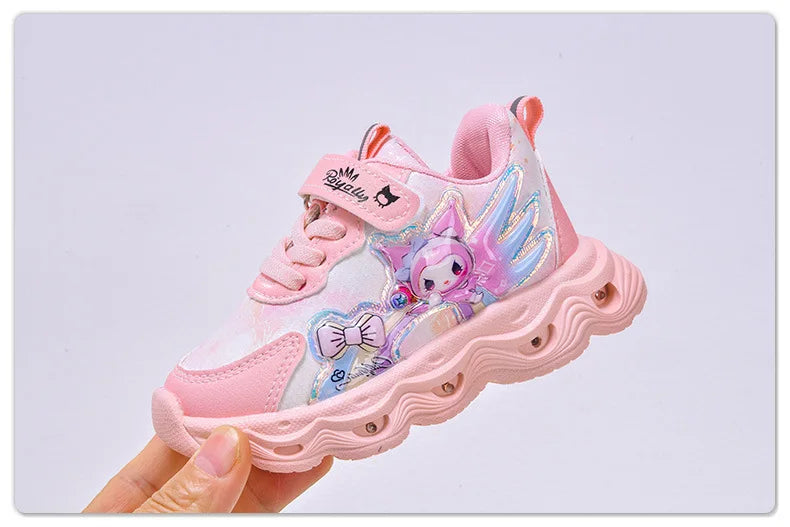 2026 Summer Sanrio Kuromi Child Casual Shoes New Style Led Light Sneakers   Kids Anti-Slip Running Shoes