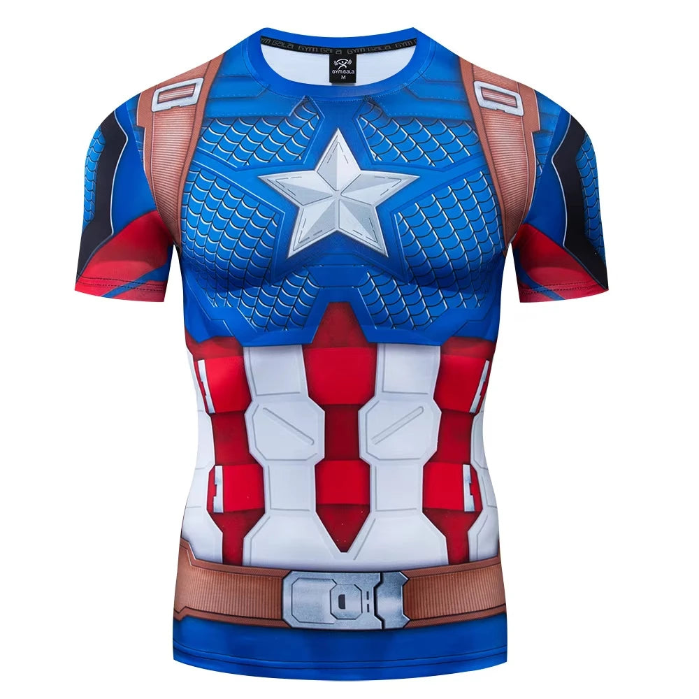 Best-selling Summer Boys Captain America Printed T-shirt with 3D "Marvel" Pattern Short Sleeve New Style Loose Fit Comfortable