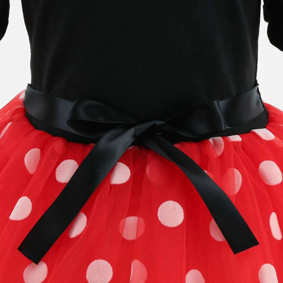 New Polka Dot Princess Dress for Baby Girls Minnie Mesh Bow Dress Birthday Party Gown Halloween Carnival Cosplay Costume