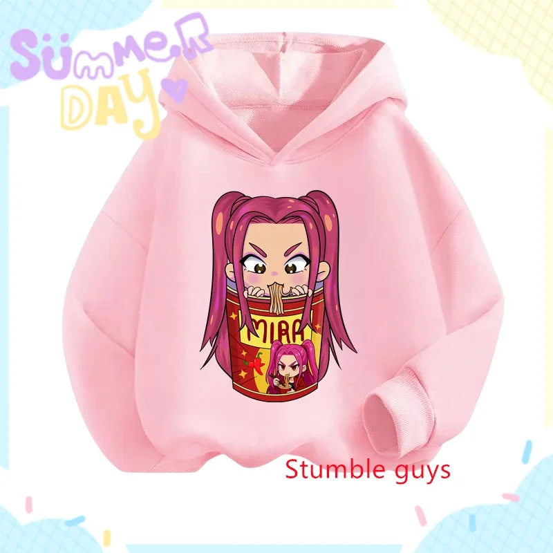 Kpop Demon Hunters Girls Hoodie Autumn Rumi Anime Soft Warm Daily Wear Sweet Print Boys Hooded Sweatshirt