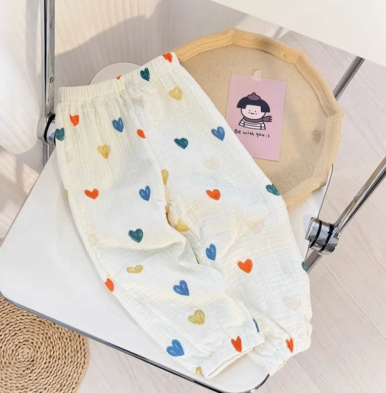 Kids Pants Boy Girl Summer Linen Pleated Trousers Children Ankle-length Pants for Baby Boys Pants Casual Harem kids clothes