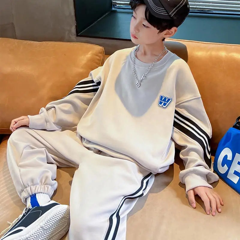Boys Sportswear Sets 2025 New Fashion Kids Suits Spring Autumn Children Casual Pullovers Outfits Teenager Sports Top+Pants 2Pcs