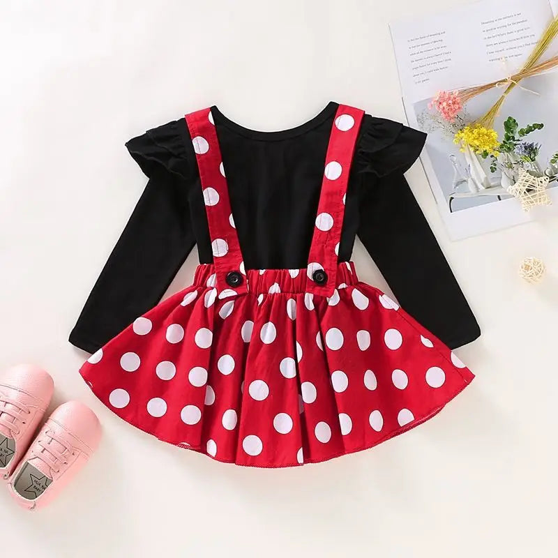 Girls' Dress Adorable Polka Dot Bow Long-Sleeve Baby Girl Dress Sweet Princess Birthday Party Baby Dress Baby Girl Clothing