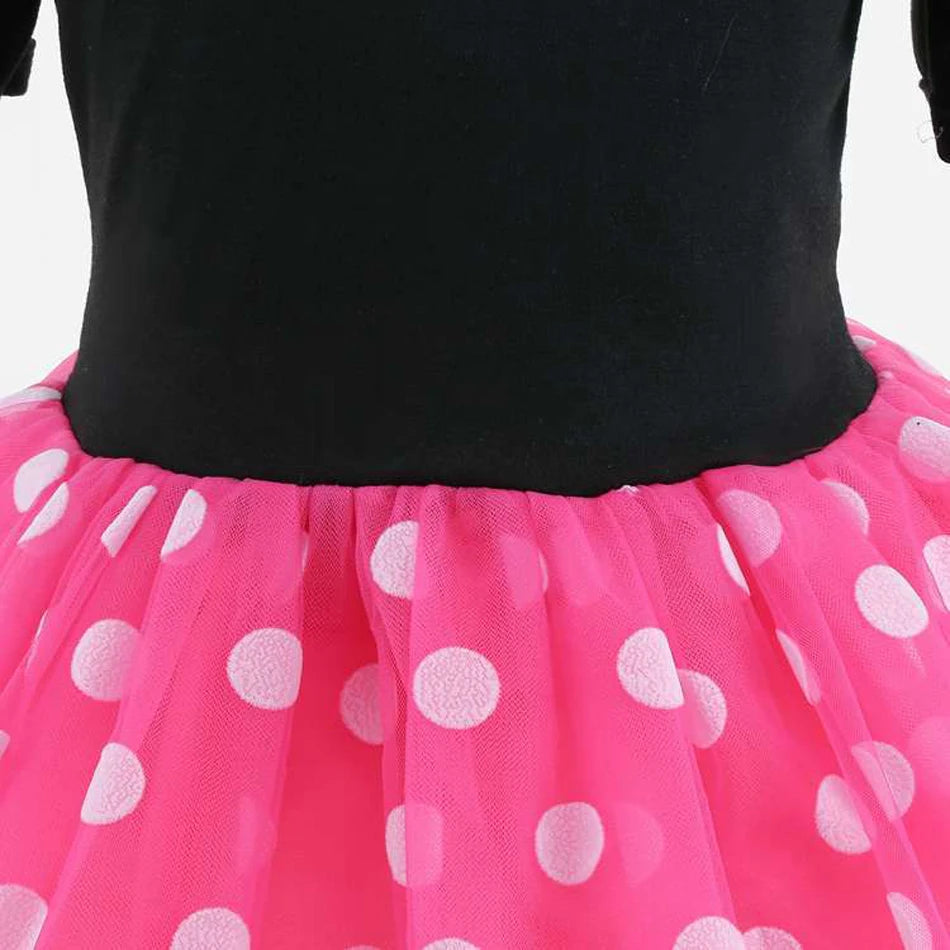 New Polka Dot Princess Dress for Baby Girls Minnie Mesh Bow Dress Birthday Party Gown Halloween Carnival Cosplay Costume