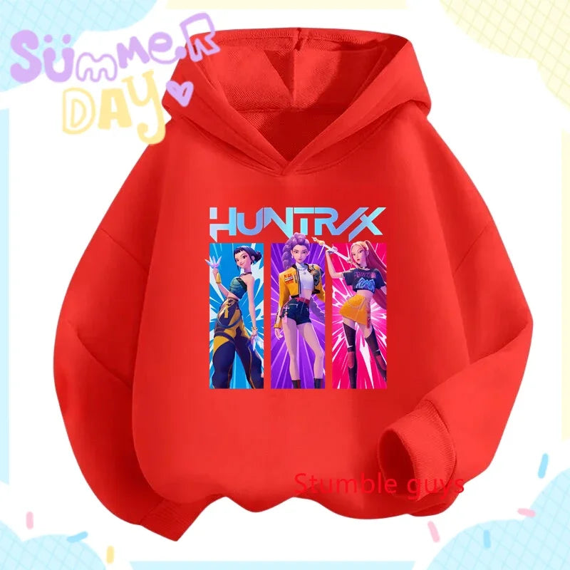 Kpop Demon Hunters Girls Hoodie Autumn Rumi Anime Soft Warm Daily Wear Sweet Print Boys Hooded Sweatshirt