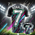 New Arriavl Summer Ai Design Graffiti Ronaldo #7 Print Football Jersey For Children T-shirt Casual Tees Sports Kids/Adult Tops