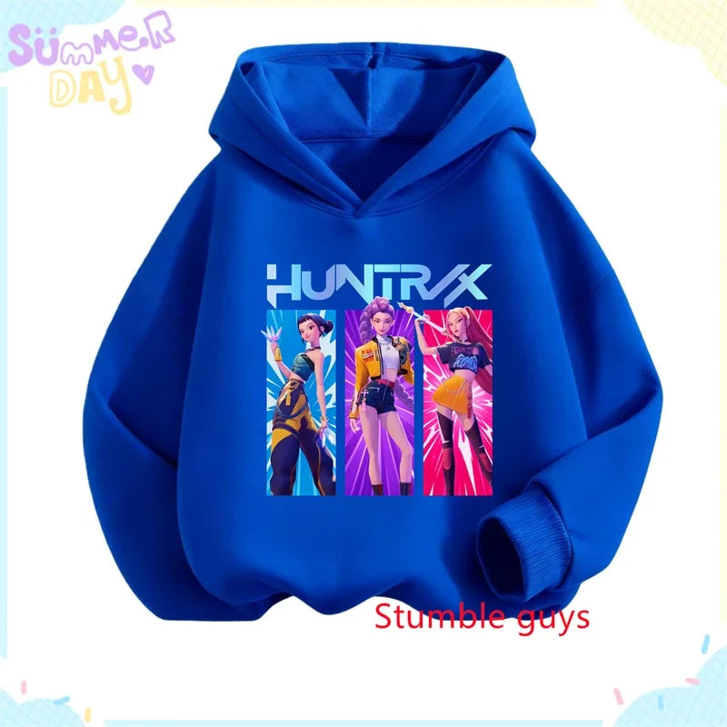 Kpop Demon Hunters Girls Hoodie Autumn Rumi Anime Soft Warm Daily Wear Sweet Print Boys Hooded Sweatshirt