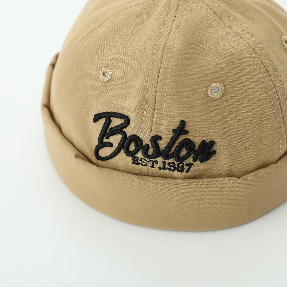 Solid Color Baby Dome Melon Cap Letter Embroidery Kids Cotton Brimless Hat Casual Boys Girls Hip Hop Docker Caps