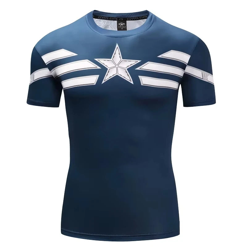 Best-selling Summer Boys Captain America Printed T-shirt with 3D "Marvel" Pattern Short Sleeve New Style Loose Fit Comfortable