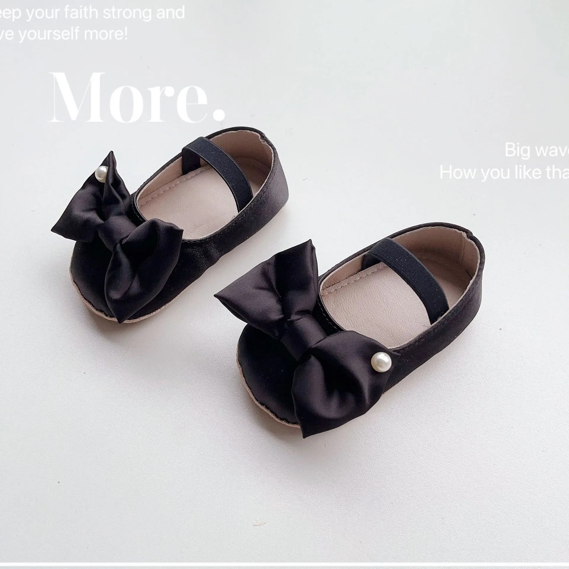 0-18M Newborn Baby Bowknot Shoes Rubber Sole Anti-slip PU Ballet Slippers Infant Girl Dress First Walkers Kids Pearl Crib Shoes