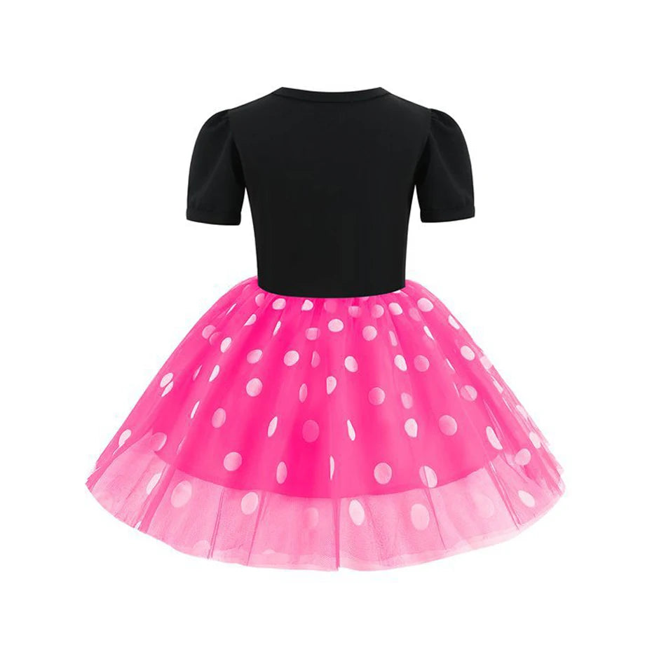 New Polka Dot Princess Dress for Baby Girls Minnie Mesh Bow Dress Birthday Party Gown Halloween Carnival Cosplay Costume