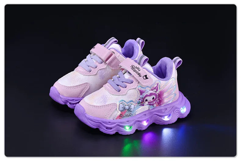 2026 Summer Sanrio Kuromi Child Casual Shoes New Style Led Light Sneakers   Kids Anti-Slip Running Shoes