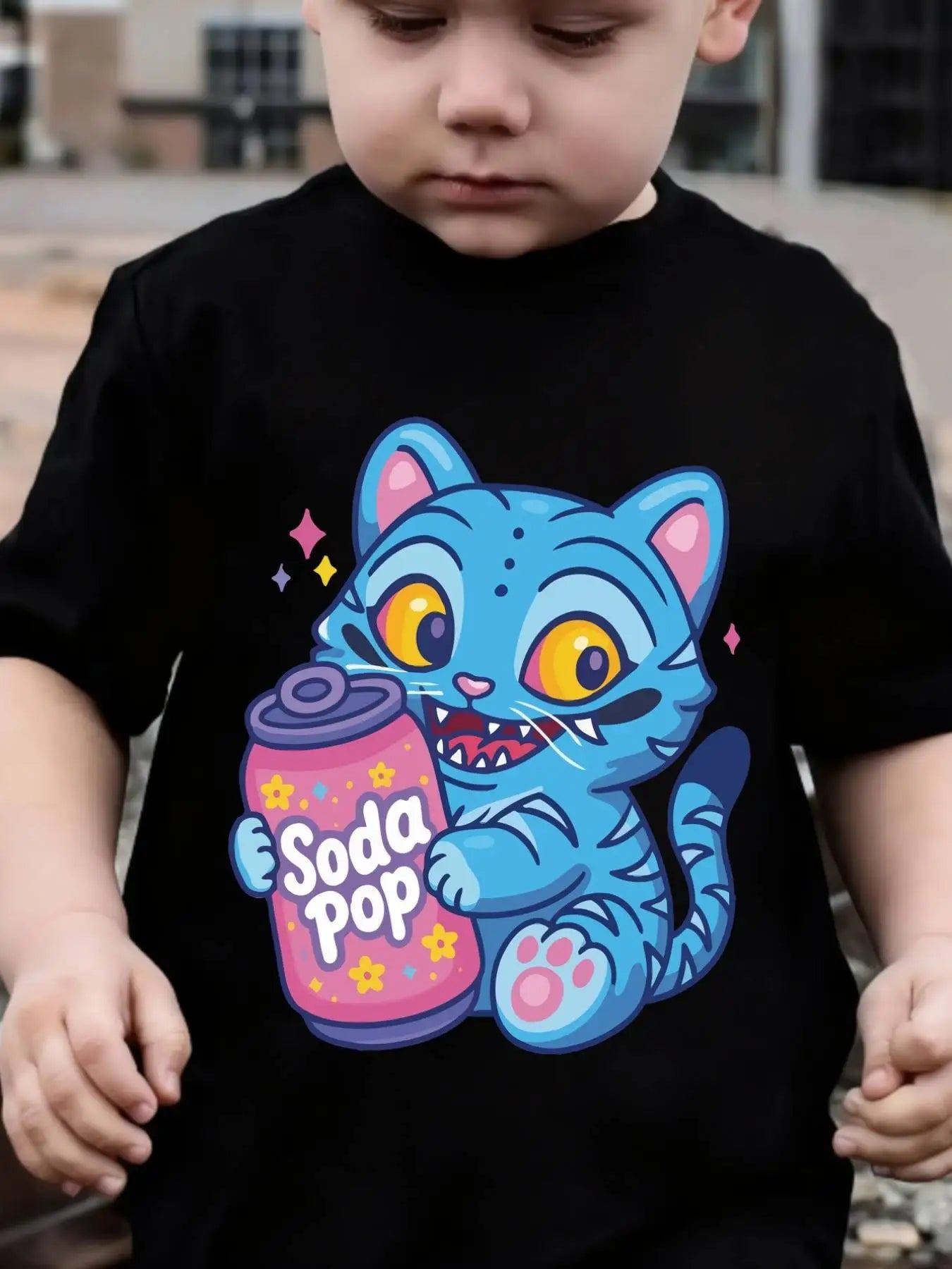 Boys' K-Pop Inspired Soda Pop Graphic T-Shirt Soft Breathable Comfortable Fabric Round Neck Short Sleeve T-Shirt Summer Tops