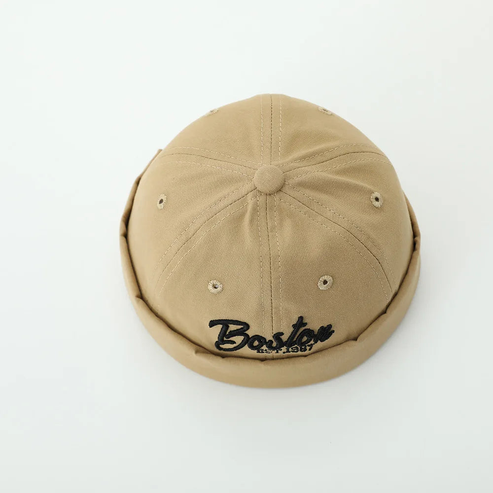 Solid Color Baby Dome Melon Cap Letter Embroidery Kids Cotton Brimless Hat Casual Boys Girls Hip Hop Docker Caps