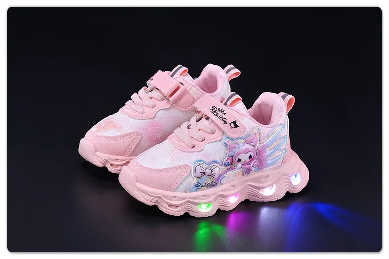 2026 Summer Sanrio Kuromi Child Casual Shoes New Style Led Light Sneakers   Kids Anti-Slip Running Shoes