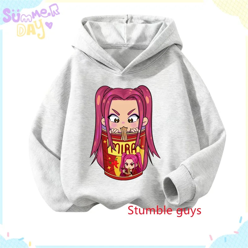 Kpop Demon Hunters Girls Hoodie Autumn Rumi Anime Soft Warm Daily Wear Sweet Print Boys Hooded Sweatshirt