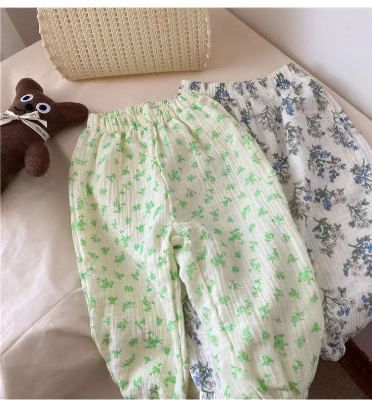 Kids Pants Boy Girl Summer Linen Pleated Trousers Children Ankle-length Pants for Baby Boys Pants Casual Harem kids clothes