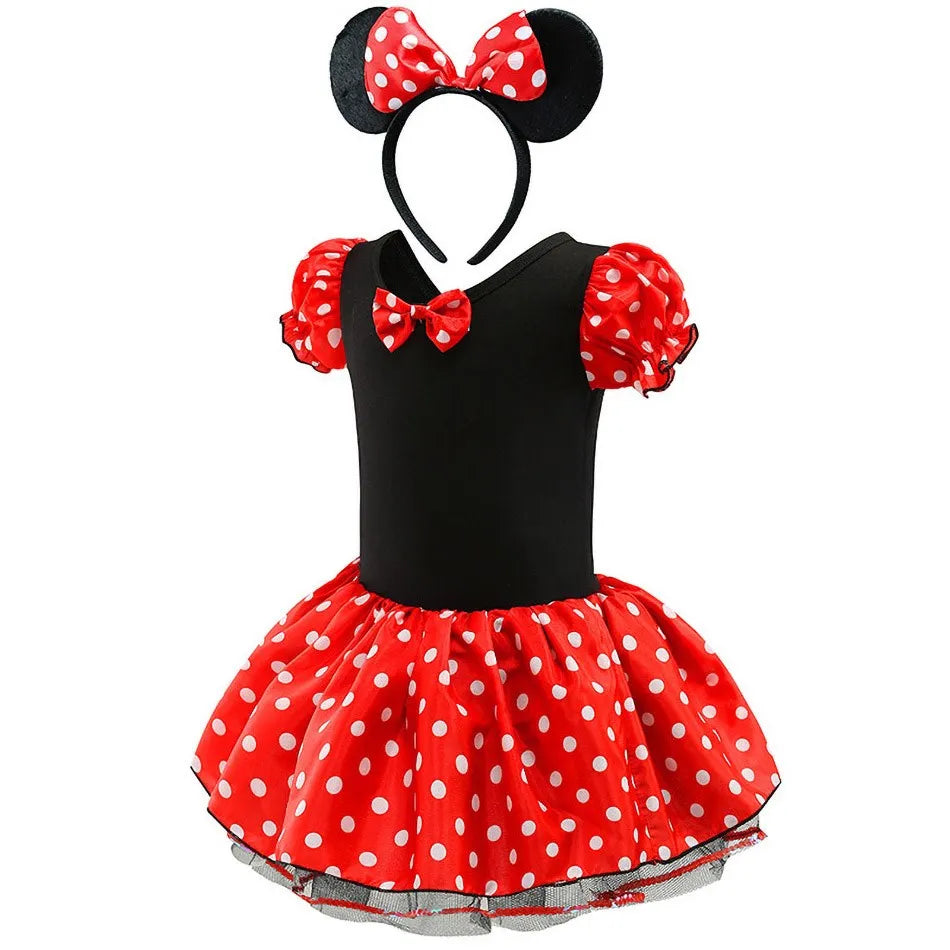 Baby Girls Ballet Tutu Dress Summer Kids Minnie Mickey Dress Dots Mouse Costume Children Christmas Birthday Party Clothes