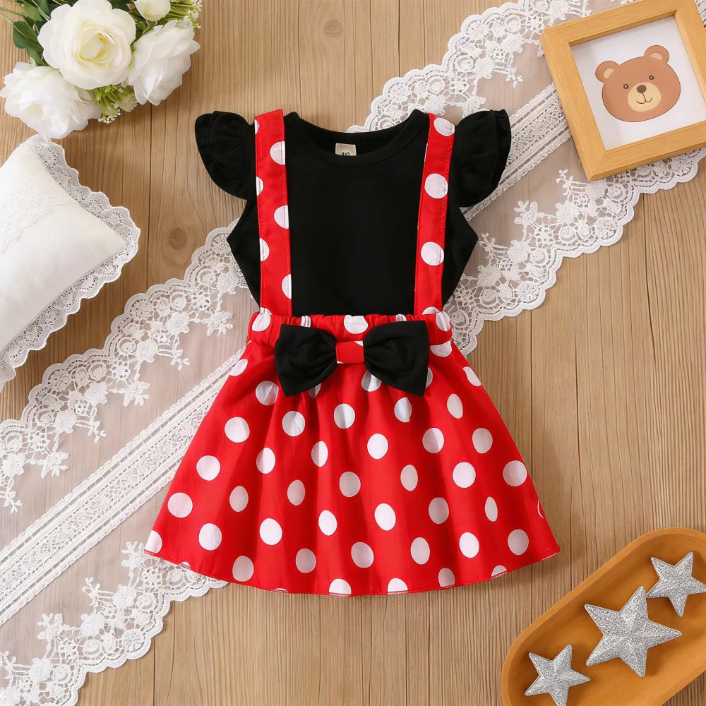 Girls' Dress Adorable Polka Dot Bow Long-Sleeve Baby Girl Dress Sweet Princess Birthday Party Baby Dress Baby Girl Clothing